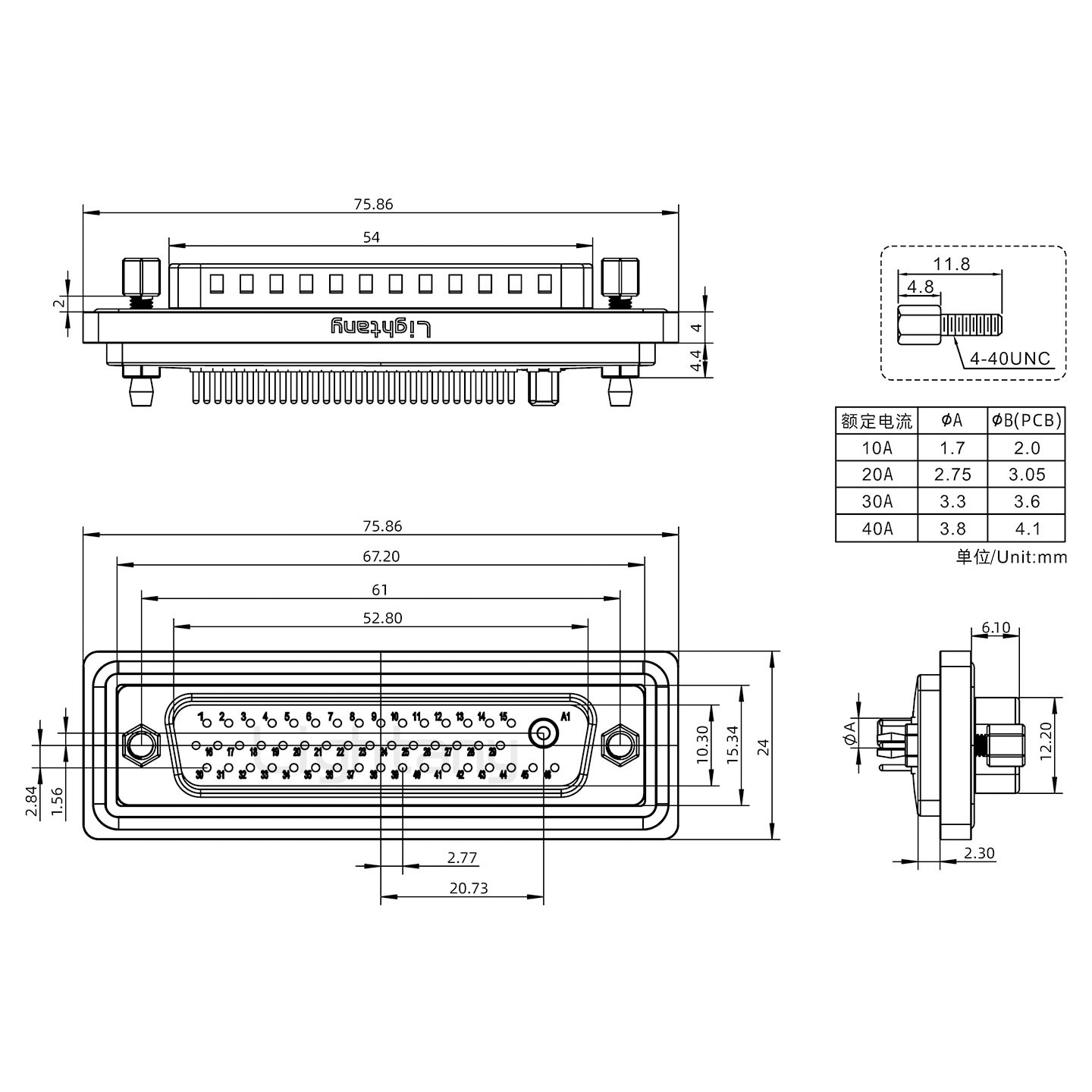 防水47W1公直插板/鉚魚叉/鎖螺絲/大電流40A