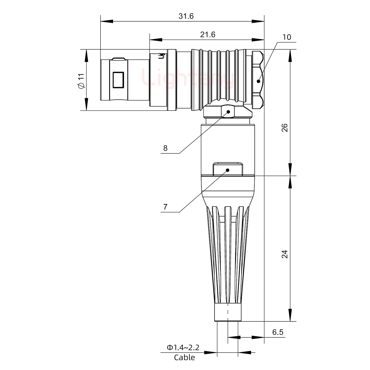 FHG.0B.004.CLAD21Z帶護套彎式插頭