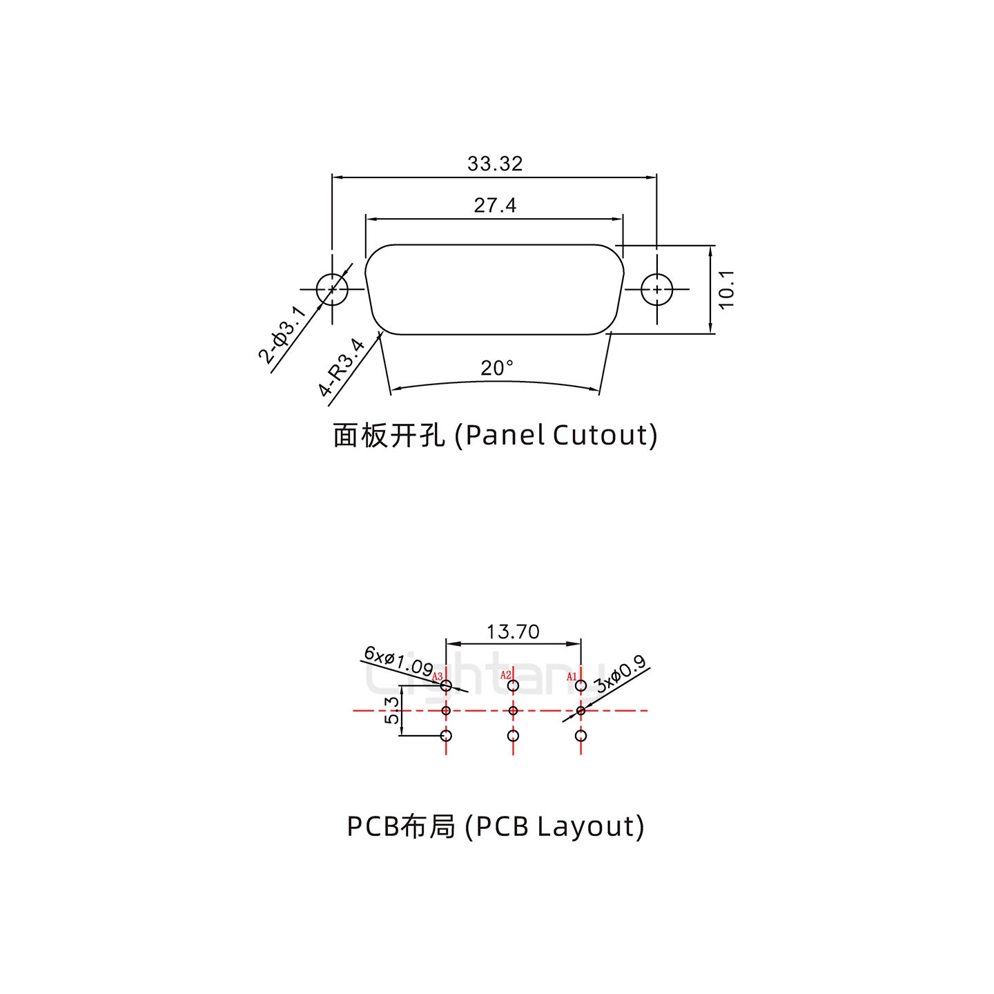 防水3V3母直插板/鎖螺絲/射頻同軸50歐姆