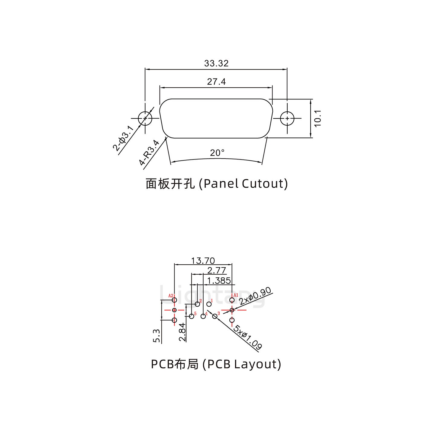 防水7W2母直插板/鎖螺絲/射頻同軸50歐姆