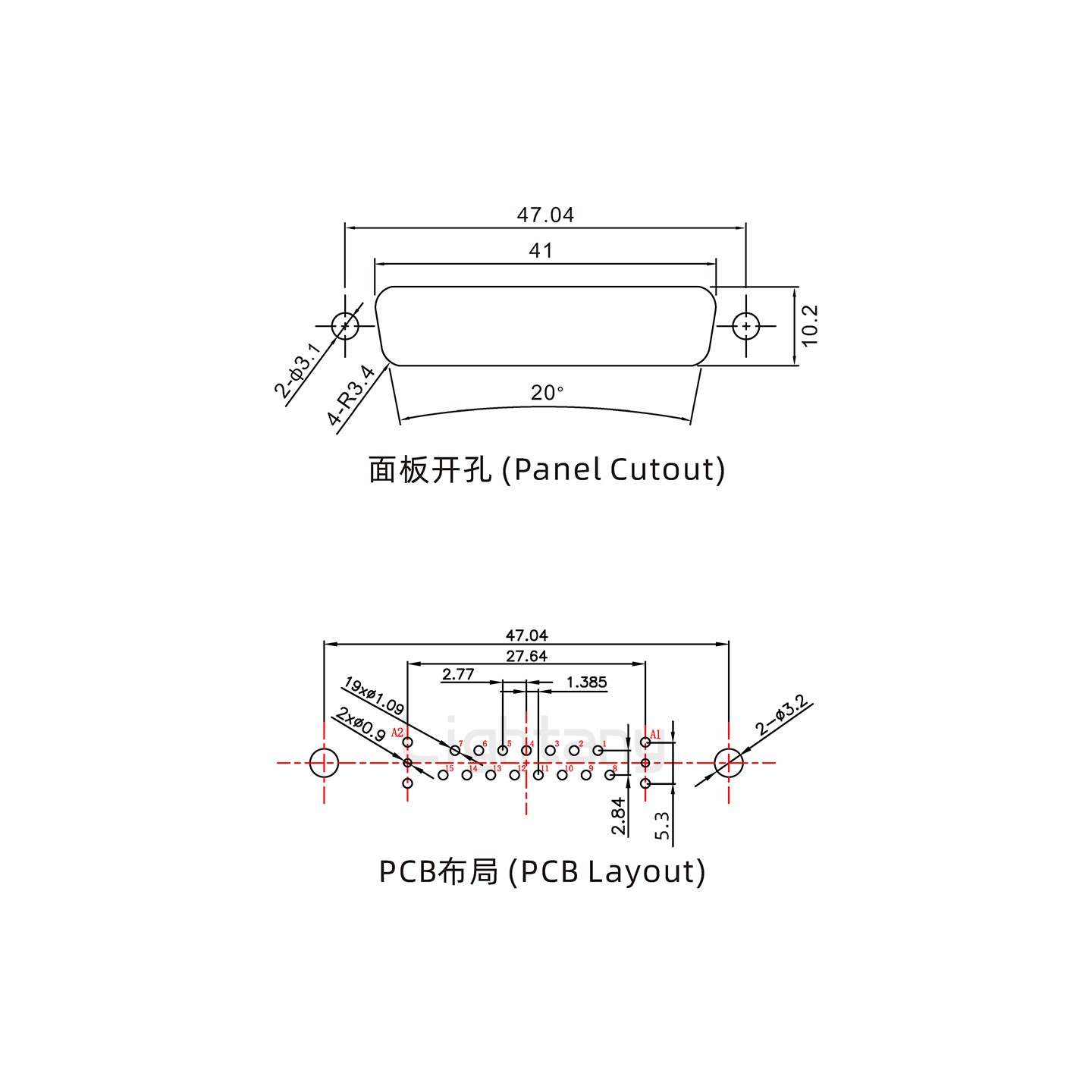 防水17W2母直插板/鉚魚叉/鎖螺絲/射頻同軸50歐姆