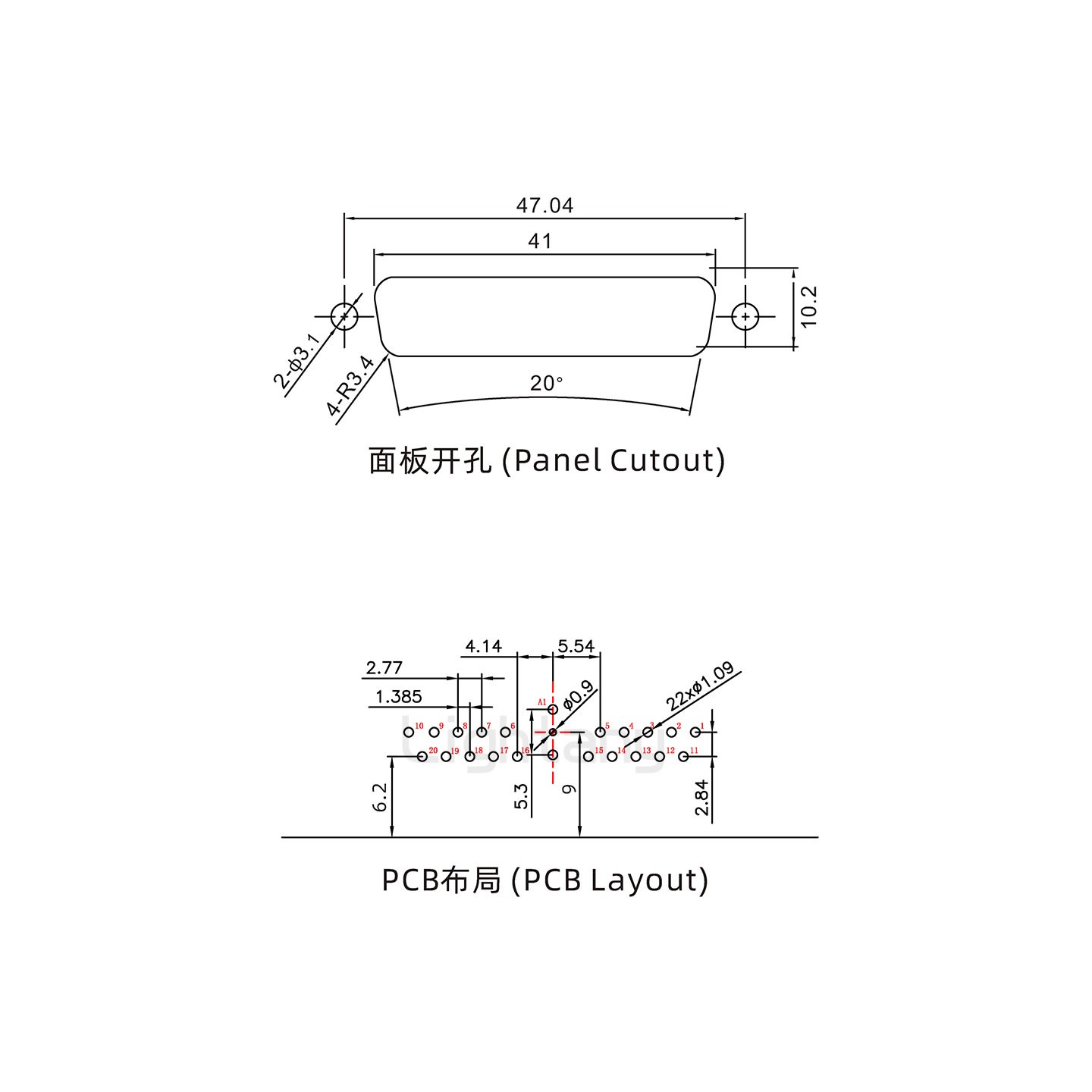 防水21W1母彎插板/鎖螺絲/射頻同軸50歐姆