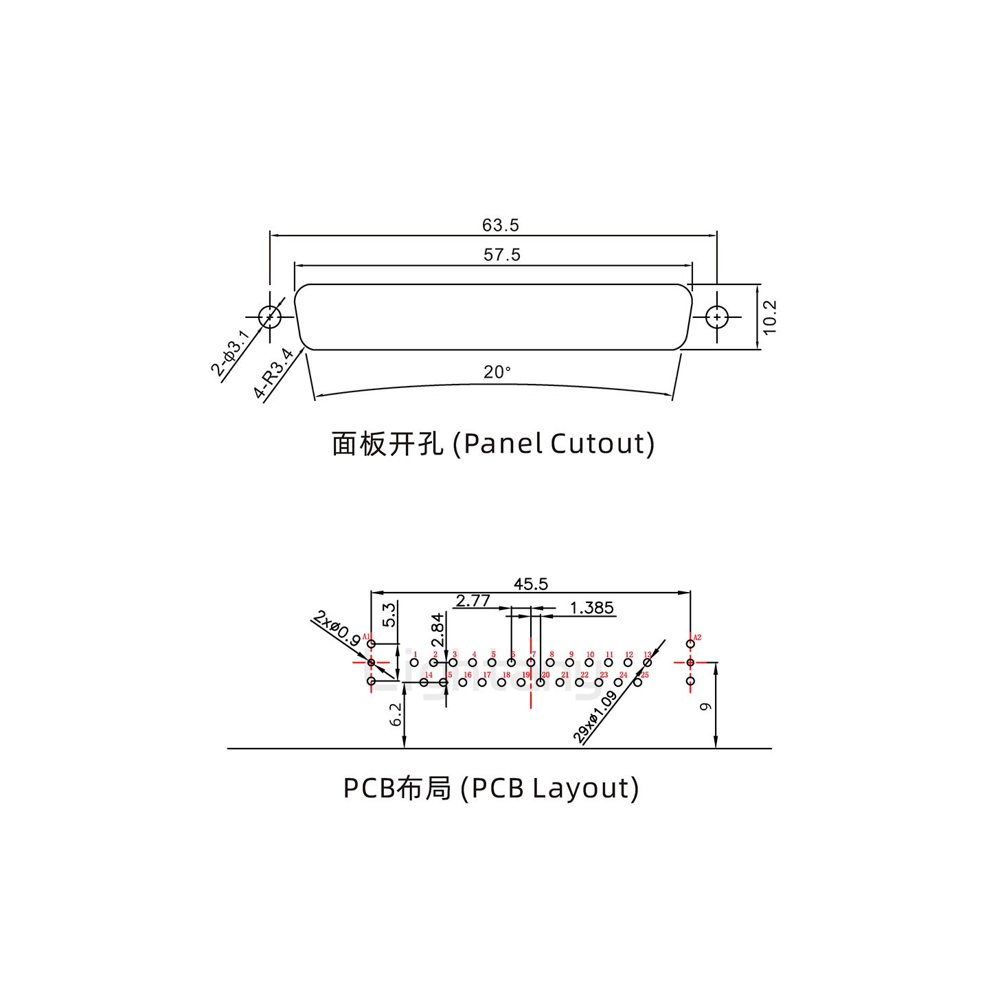 防水27W2公彎插板/鎖螺絲/射頻同軸50歐姆