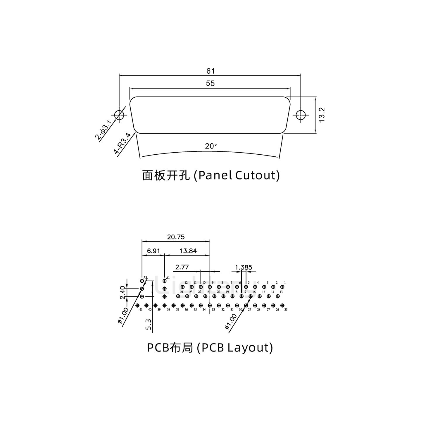 防水43W2母直插板/鎖螺絲/射頻同軸50歐姆