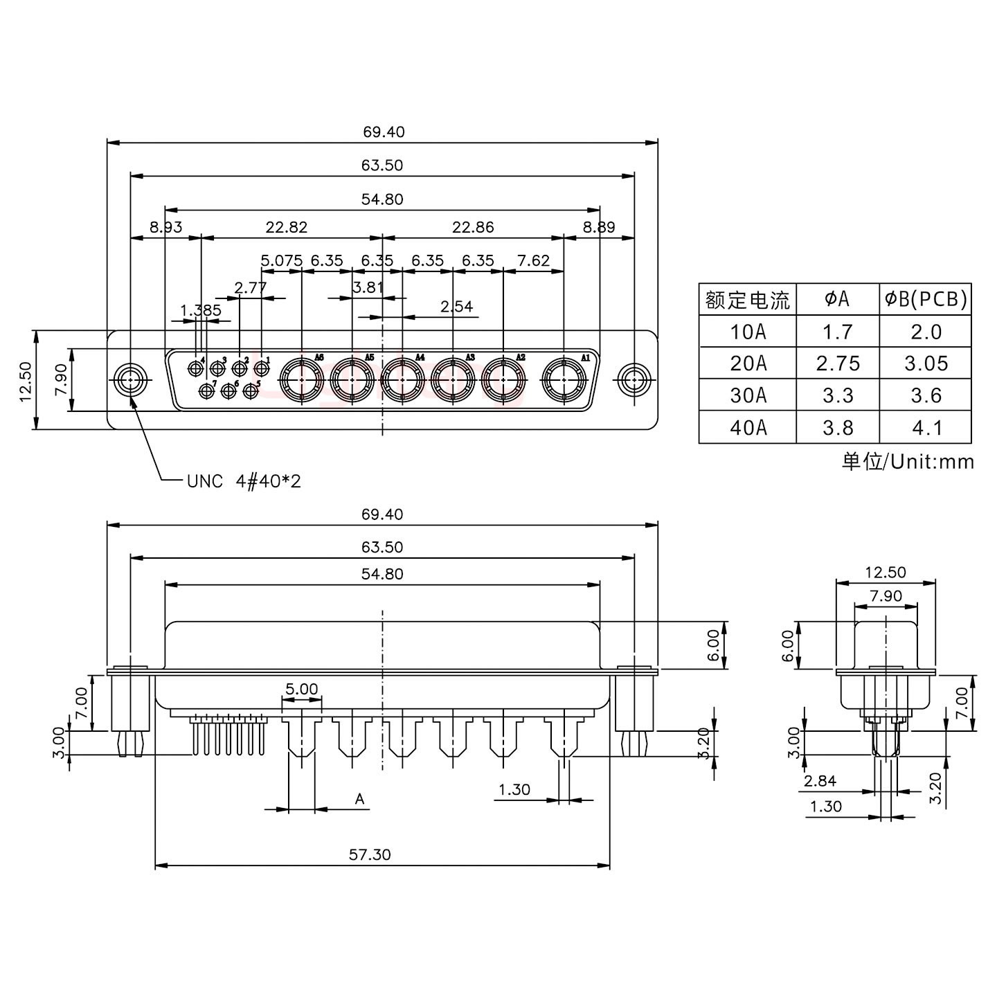 13W6B母PCB直插板/鉚支架6.0/大電流10A