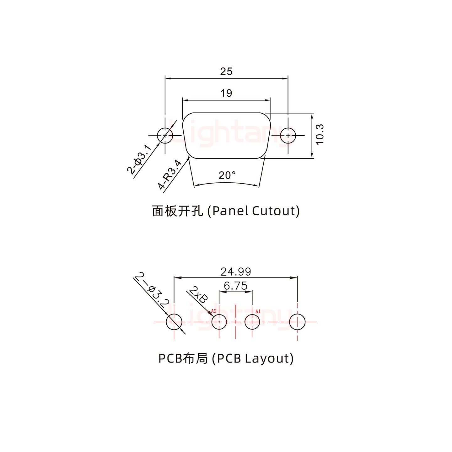 2W2母PCB直插板/鉚魚叉7.0/大電流40A