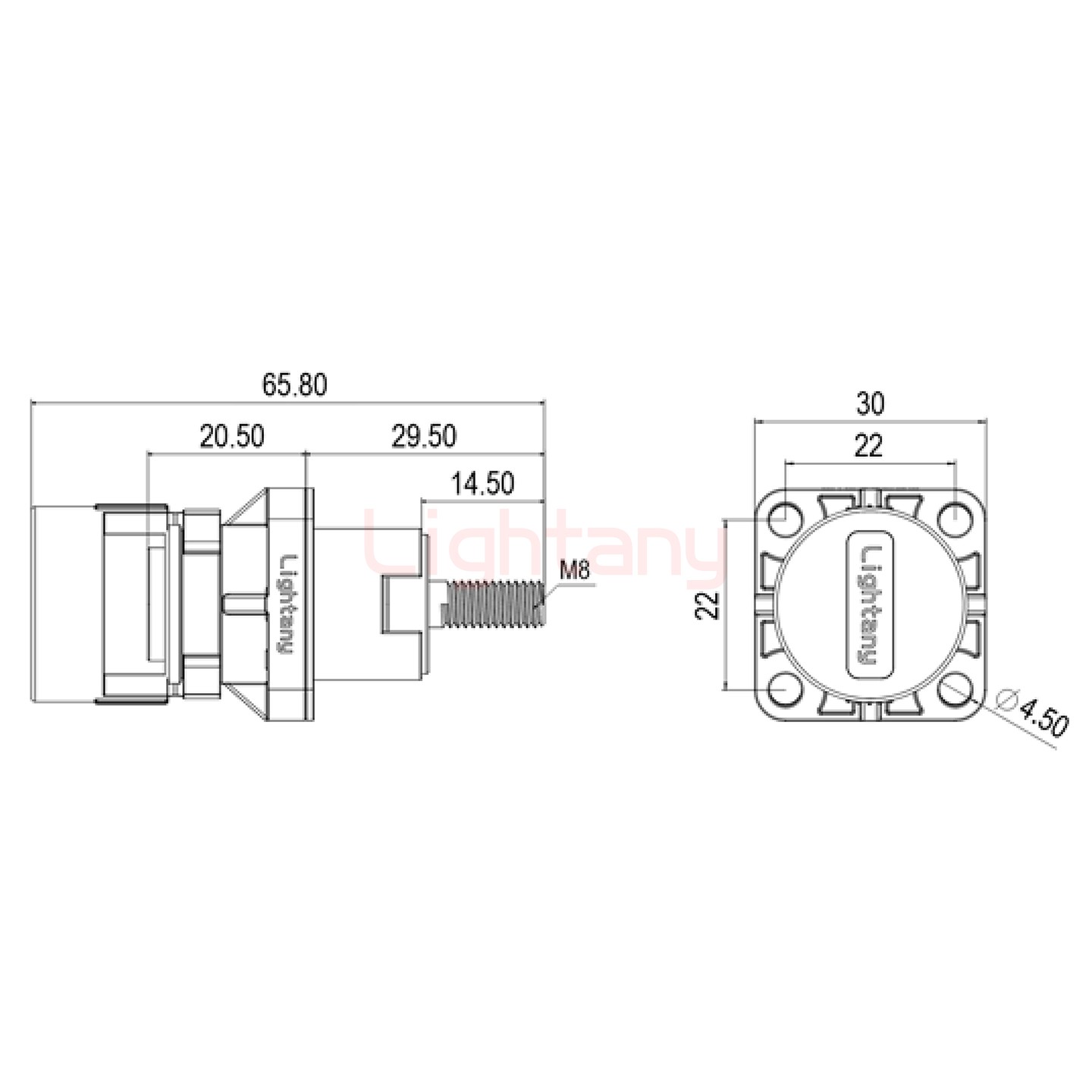 LTC1020SO-M1YL外螺紋穿墻插座 100/150/200A 橘黃