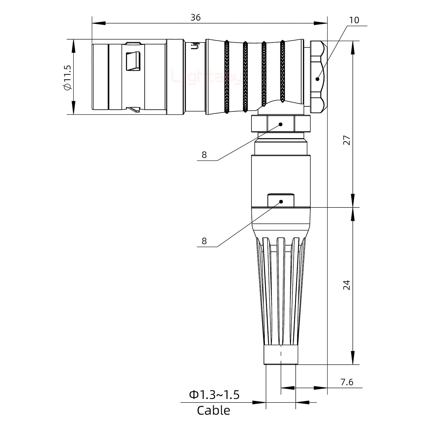 FHG.0K.004.CLAC15Z推拉自鎖帶護套彎式插頭