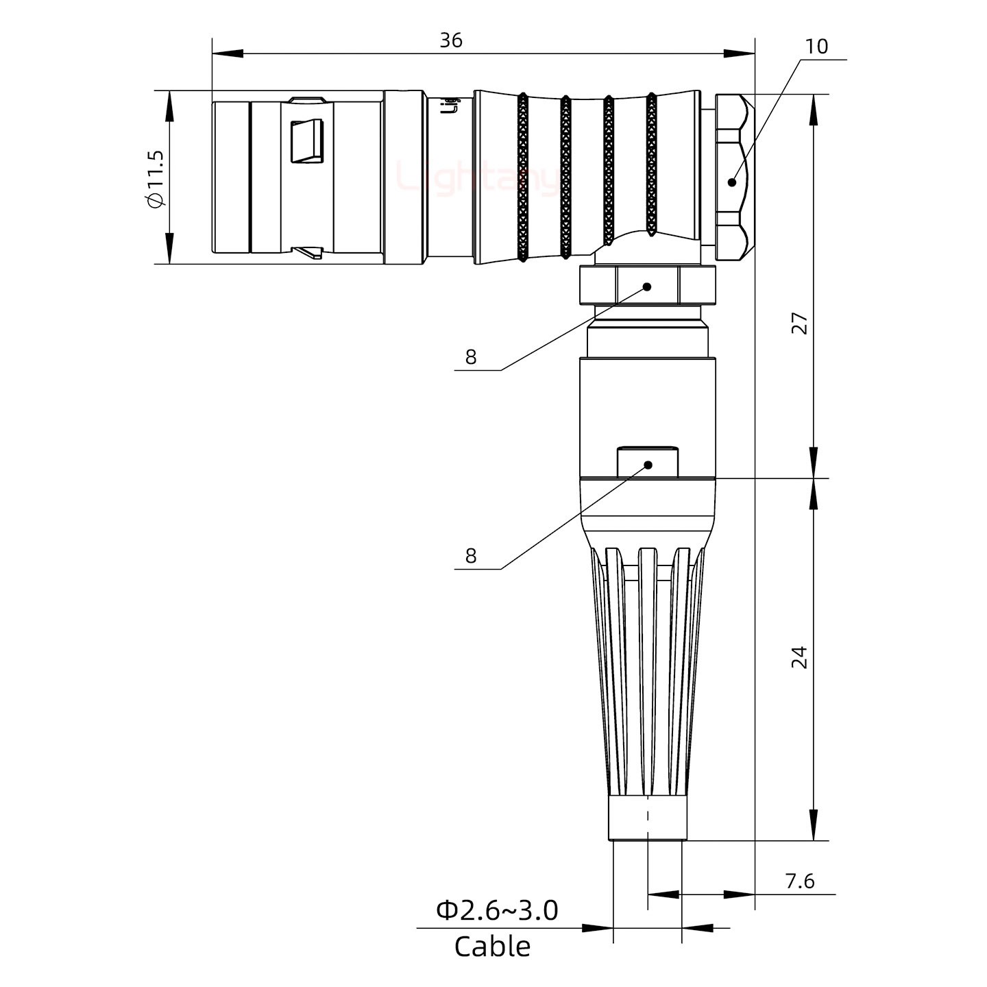 FHG.0K.005.CLAC30Z推拉自鎖帶護套彎式插頭