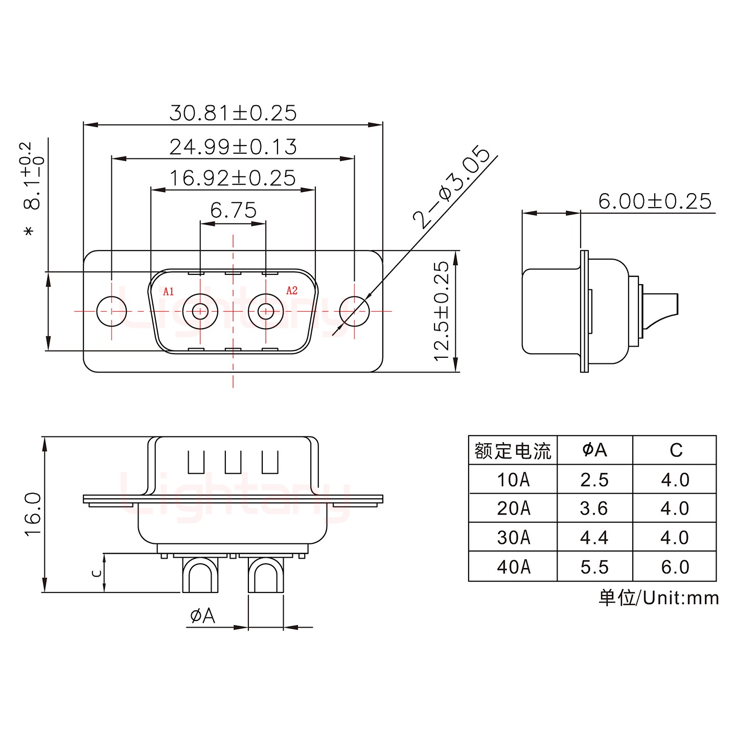 2W2公短體焊線30A+9P金屬外殼1707直出線4~12mm