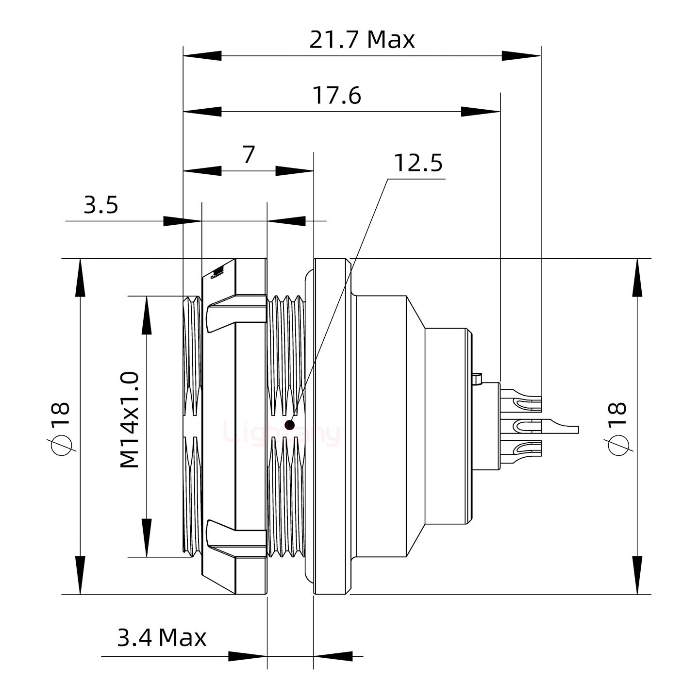 EEG.0K.007.CLL推拉自鎖前螺母插座 焊線